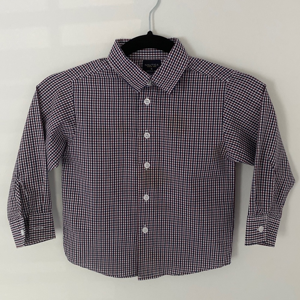 Nautica Boy Checkered Long Sleeve Button Up